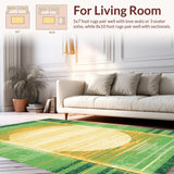 Ultra Soft Area Rug, Non Slip, Stain Resistant, Washable Area Rugs for Living Room, Bedroom, Rustic Textured Watercolor Print(Green)