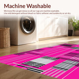 Ultra Soft Area Rug, Non Slip, Stain Resistant, Washable Area Rugs for Living Room, Bedroom, Bold Modern Striped Decorative Element(Pink)