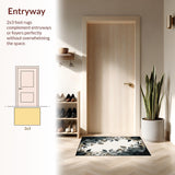 Ultra Soft Area Rug, Non Slip, Stain Resistant, Washable Area Rugs for Living Room, Bedroom, Minimalist Elegant Leaf Arrangement(Gray)