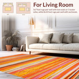 Ultra Soft Area Rug, Non Slip, Stain Resistant, Washable Area Rugs for Living Room, Bedroom, Chic Minimalist Tapestry Vibe(Orange)