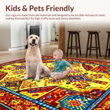 Ultra Soft Area Rug, Non Slip, Stain Resistant, Washable Area Rugs for Living Room, Bedroom, Lively Rustic Textured Geometry(Yellow)