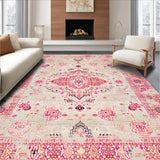 Ultra Soft Area Rug, Non Slip, Stain Resistant, Washable Area Rugs for Living Room, Bedroom, Floral Vintage Tapestry Aesthetic(Beige)