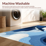 Ultra Soft Area Rug, Non Slip, Stain Resistant, Washable Area Rugs for Living Room, Bedroom, Apex Predator Kids Rug Coastal Ocean Theme Carpet for Playroom(Blue)