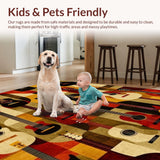 Ultra Soft Area Rug, Non Slip, Stain Resistant, Washable Area Rugs for Living Room, Bedroom, Bold Contemporary Guitar Graphic Style(Brown)