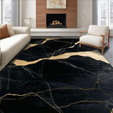 Ultra Soft Area Rug, Non Slip, Stain Resistant, Washable Area Rugs for Living Room, Bedroom, Bold Artistic Black White Contrast(Black)