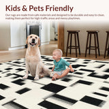 Ultra Soft Area Rug, Non Slip, Stain Resistant, Washable Area Rugs for Living Room, Bedroom, Domino Effect Rug Dual Tone Stripe Patterned Floor Accent(Black)