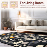 Ultra Soft Area Rug, Non Slip, Stain Resistant, Washable Area Rugs for Living Room, Bedroom, Lively Black and White Pattern(Gray)