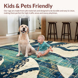 Ultra Soft Area Rug, Non Slip, Stain Resistant, Washable Area Rugs for Living Room, Bedroom, Abstract Tentacled Floor Rug: Modern Geometric Design(Blue)