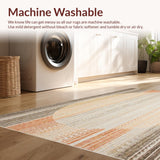 Ultra Soft Area Rug, Non Slip, Stain Resistant, Washable Area Rugs for Living Room, Bedroom, Boho Round Earthy Tones(Orange)