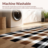 Ultra Soft Area Rug, Non Slip, Stain Resistant, Washable Area Rugs for Living Room, Bedroom, Festive Dotted Plaid Composition(Brown)