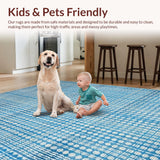 Ultra Soft Area Rug, Non Slip, Stain Resistant, Washable Area Rugs for Living Room, Bedroom, Preppy Style Blue Bow Patterned Mat with Symmetrical Ribbon and Loop Motifs(Blue)