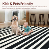 Ultra Soft Area Rug, Non Slip, Stain Resistant, Washable Area Rugs for Living Room, Bedroom, Modern Entry Carpet Bold Striped Design Indoor Outdoor Rug(Black)