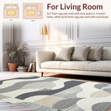 Ultra Soft Area Rug, Non Slip, Stain Resistant, Washable Area Rugs for Living Room, Bedroom, Softly Textured Scallop Visual(Gray)