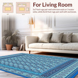 Ultra Soft Area Rug, Non Slip, Stain Resistant, Washable Area Rugs for Living Room, Bedroom, Stylish Non Slip Muslim Prayer Mat with Detailed Mosaic Design for Daily Worship(Blue)