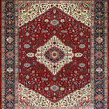 Ultra Soft Area Rug, Non Slip, Stain Resistant, Washable Area Rugs for Living Room, Bedroom, Timeless Vintage Medallion Artistry(Red)