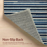 Ultra Soft Area Rug, Non Slip, Stain Resistant, Washable Area Rugs for Living Room, Bedroom, Raven & Dove Stripe Woven Rug, Versatile Entryway Floor Carpet(Blue)