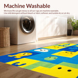 Ultra Soft Area Rug, Non Slip, Stain Resistant, Washable Area Rugs for Living Room, Bedroom, Lively Animal Alphabet Composition(Yellow)