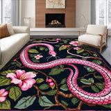 Ultra Soft Area Rug, Non Slip, Stain Resistant, Washable Area Rugs for Living Room, Bedroom, Chic Floral Medley Design(Black)