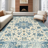 Beige Blue Area Vintage Farmhouse(Beige)