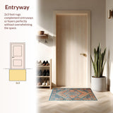 Ultra Soft Area Rug, Non Slip, Stain Resistant, Washable Area Rugs for Living Room, Bedroom, Chic Sky Blue Tiled Aesthetic(Orange)