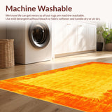 Ultra Soft Area Rug, Non Slip, Stain Resistant, Washable Area Rugs for Living Room, Bedroom, Vibrant Tie-Dyed Artful Aesthetic(Orange)