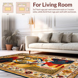 Ultra Soft Area Rug, Non Slip, Stain Resistant, Washable Area Rugs for Living Room, Bedroom, Artful Rustic Animal Print(Red)