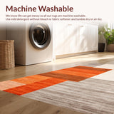 Ultra Soft Area Rug, Non Slip, Stain Resistant, Washable Area Rugs for Living Room, Bedroom, Bold Textured Geometric Arrangement(Orange)