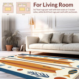 Ultra Soft Area Rug, Non Slip, Stain Resistant, Washable Area Rugs for Living Room, Bedroom, Vibrant Coastal Artwork Display(Orange)