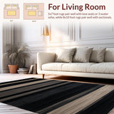 Ultra Soft Area Rug, Non Slip, Stain Resistant, Washable Area Rugs for Living Room, Bedroom, Chic Vintage Textured Accent Piece(Black)