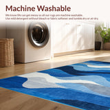 Ultra Soft Area Rug, Non Slip, Stain Resistant, Washable Area Rugs for Living Room, Bedroom, Dynamic Blue Grey Geometric Fusion(Blue)