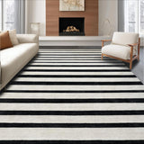 Ultra Soft Area Rug, Non Slip, Stain Resistant, Washable Area Rugs for Living Room, Bedroom, Geometric Stripe Pattern Rug Washable Indoor Outdoor(Black)