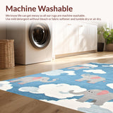 Ultra Soft Area Rug, Non Slip, Stain Resistant, Washable Area Rugs for Living Room, Bedroom, Adorable Child-Friendly Animal Patterns(Blue)