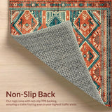 Ultra Soft Area Rug, Non Slip, Stain Resistant, Washable Area Rugs for Living Room, Bedroom, Warm Earthy Tones with Tribal Influence(Red)