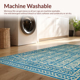 Ultra Soft Area Rug, Non Slip, Stain Resistant, Washable Area Rugs for Living Room, Bedroom, Luxurious Vintage Tiled Aesthetic(Blue)