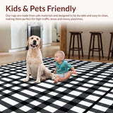Ultra Soft Area Rug, Non Slip, Stain Resistant, Washable Area Rugs for Living Room, Bedroom, Checkerboard Kitchen Mat(Black)