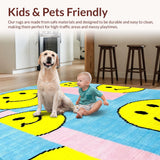 Ultra Soft Area Rug, Non Slip, Stain Resistant, Washable Area Rugs for Living Room, Bedroom, Colorful Happy Expressions Pattern(Yellow)