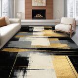 Ultra Soft Area Rug, Non Slip, Stain Resistant, Washable Area Rugs for Living Room, Bedroom, Luxurious Gold-Infused Graphic Style(Gold)