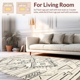 Ultra Soft Area Rug, Non Slip, Stain Resistant, Washable Area Rugs for Living Room, Bedroom, Rustic Neutral Abstract Design(Beige)