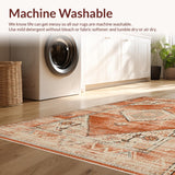 Ultra Soft Area Rug, Non Slip, Stain Resistant, Washable Area Rugs for Living Room, Bedroom, Minimalist Ethnic Diamond Pattern(Orange)