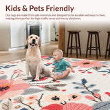 Ultra Soft Area Rug, Non Slip, Stain Resistant, Washable Area Rugs for Living Room, Bedroom, Neutral Floral Playroom Soft Faux Wool Area Carpet(Ivory)