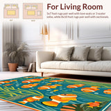 Ultra Soft Area Rug, Non Slip, Stain Resistant, Washable Area Rugs for Living Room, Bedroom, Lively Colorful Cartoon Pattern(Orange)