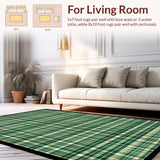 Ultra Soft Area Rug, Non Slip, Stain Resistant, Washable Area Rugs for Living Room, Bedroom, Stylish Neutral Plaid Motif(Green)