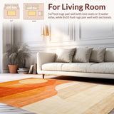 Ultra Soft Area Rug, Non Slip, Stain Resistant, Washable Area Rugs for Living Room, Bedroom, Vibrant Abstract Sun and Moon Motif(Orange)