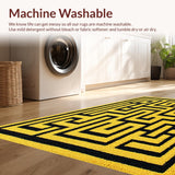 Ultra Soft Area Rug, Non Slip, Stain Resistant, Washable Area Rugs for Living Room, Bedroom, 3D Geometric Yoga Space Soft Washable Carpet(Gold)