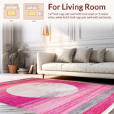 Ultra Soft Area Rug, Non Slip, Stain Resistant, Washable Area Rugs for Living Room, Bedroom, Chic Modern Monochrome Elegance(Pink)