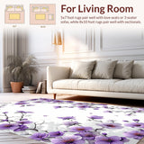 Ultra Soft Area Rug, Non Slip, Stain Resistant, Washable Area Rugs for Living Room, Bedroom, Modern Elegant Floral Composition(Purple)