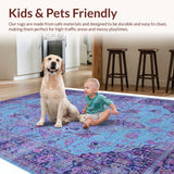 Ultra Soft Area Rug, Non Slip, Stain Resistant, Washable Area Rugs for Living Room, Bedroom, Vibrant Vintage Abstract Pattern(Blue)