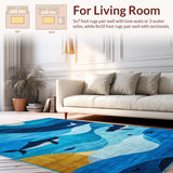 Ultra Soft Area Rug, Non Slip, Stain Resistant, Washable Area Rugs for Living Room, Bedroom, Trendy Blue Toned Aesthetic(Blue)