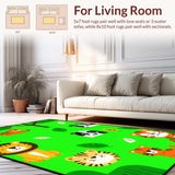 Ultra Soft Area Rug, Non Slip, Stain Resistant, Washable Area Rugs for Living Room, Bedroom, Enchanting Forest Animal Landscape(Green)