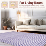 Ultra Soft Area Rug, Non Slip, Stain Resistant, Washable Area Rugs for Living Room, Bedroom, Elegant Lavender Geometric Motif(Purple)